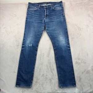 TOM FORD Slim Fit Jeans Men 38x34 Blue Denim Made in USA Distressed TFD001 $990